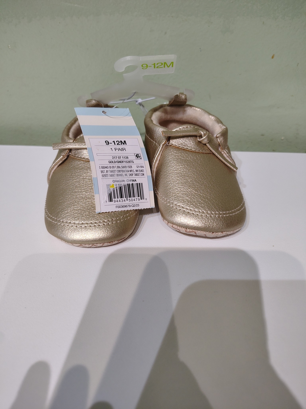 NWT Cat & Jack Gold Baby Girl Shoes Soft Sole Size 9-12 Months Metallic Dress